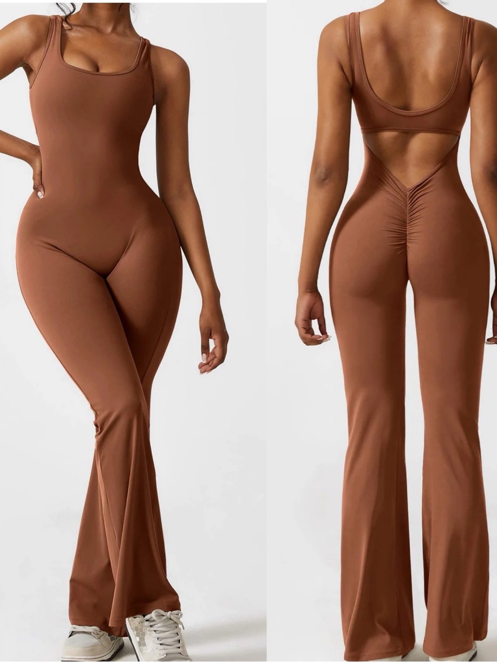 Amazon V-Back Flared Leg Yoga Jumpsuit Size S